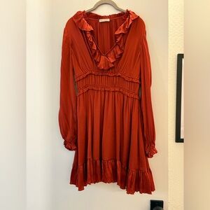 Ulla Johnson Red 3/4 Sleeve Ruffle Dress